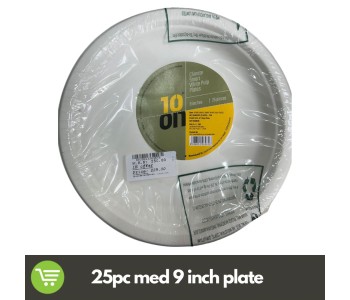 10 ON DISPOSABLE WHITE PULP PLATES MEDIUM 9 INCHES